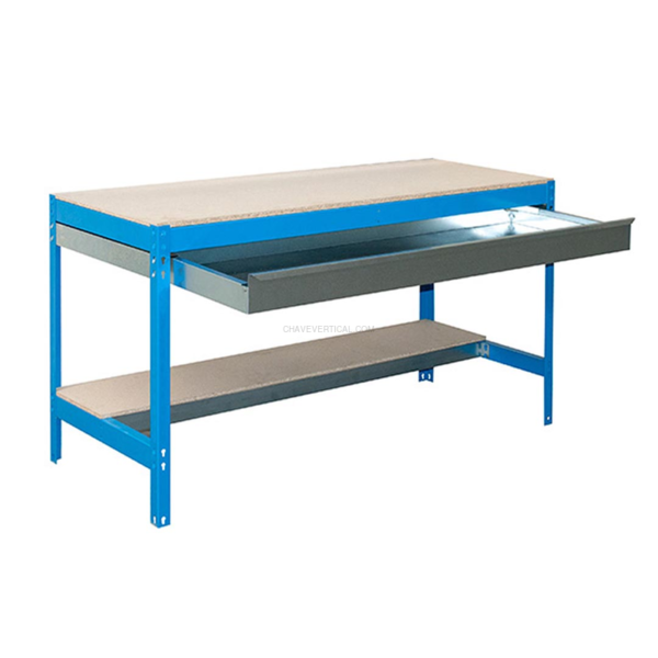 Bancada de Trabalho SIMONWORK BT0 BOX 900 AZUL/Madeira - 842 x 910 x 610 mm