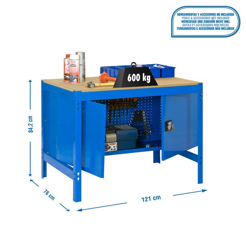 Bancada de Trabalho SIMONWORK BT0 CABINET 1200 AZUL/Madeira - 842 x 1210 x 760 mm