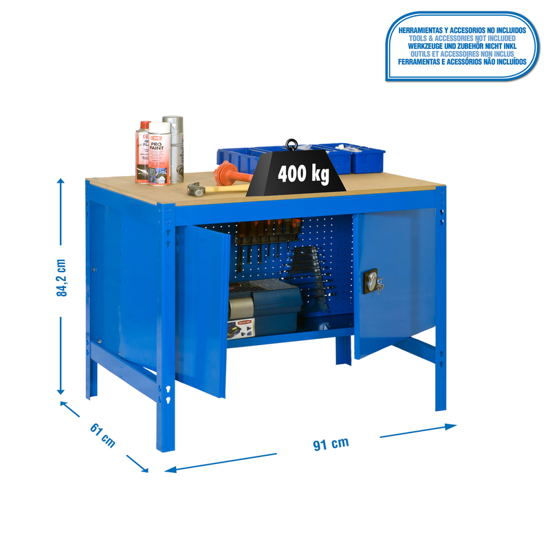 Bancada de Trabalho SIMONWORK BT0 CABINET 900 AZUL/Madeira - 842 x 910 x 610 mm