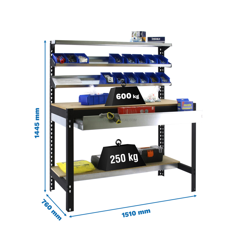 Bancada de Trabalho SIMONWORK BT1 BOX 1500 Antracite/Madeira - 1445 x 1510 x 760 mm