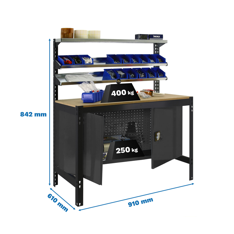 Bancada de Trabalho SIMONWORK BT1 CABINET 900 Antracite/Madeira - 842 x 910 x 610 mm