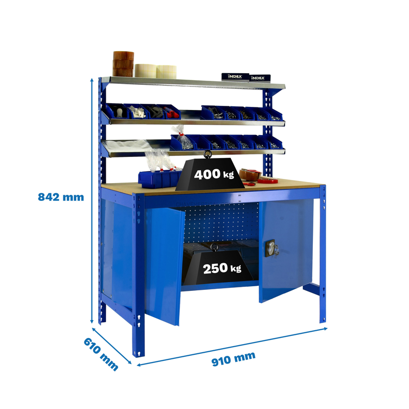 Bancada de Trabalho SIMONWORK BT1 CABINET 900 AZUL/Madeira - 842 x 910 x 610 mm
