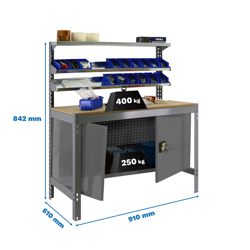 Bancada de Trabalho SIMONWORK BT1 CABINET 900 Cinzento/Madeira - 842 x 910 x 610 mm