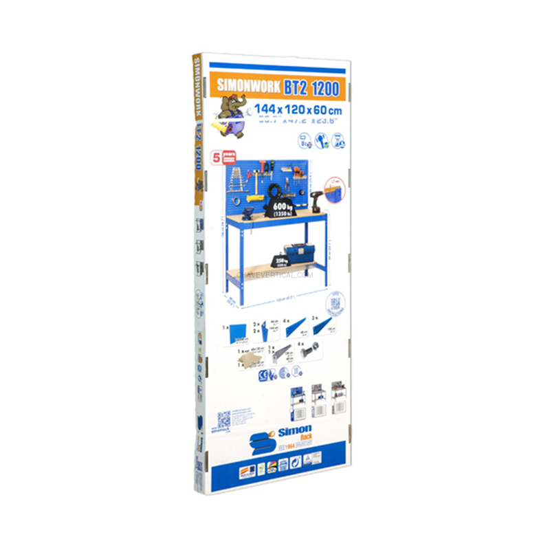 Bancada de Trabalho SIMONWORK BT2 900 Cinzento/Madeira - 1445 x 910 x 610 mm