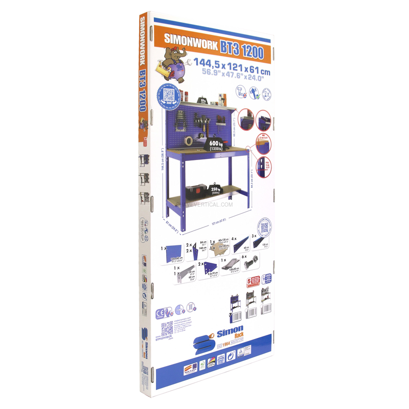 Bancada de Trabalho SIMONWORK BT3 900 AZUL/Madeira - 1445 x 910 x 610 mm