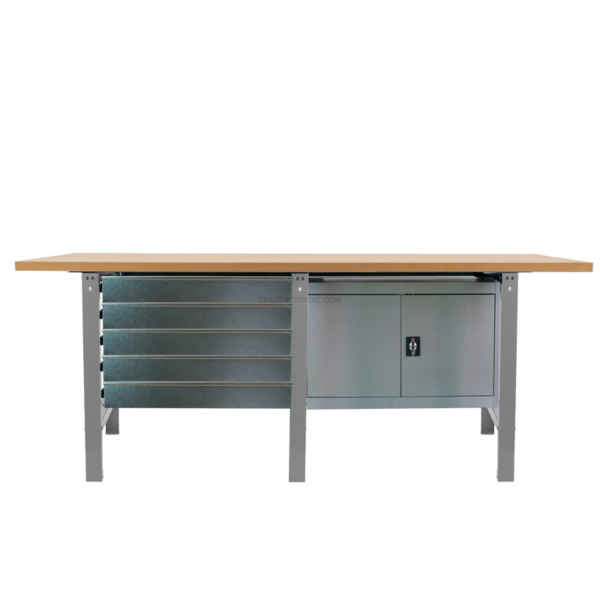 Bancada de Trabalho SIMONWORK BT6 MDF TANDEM 5BOX 1CAB 2100 Cinzento/Madeira - 865 x 2100 x 750 mm