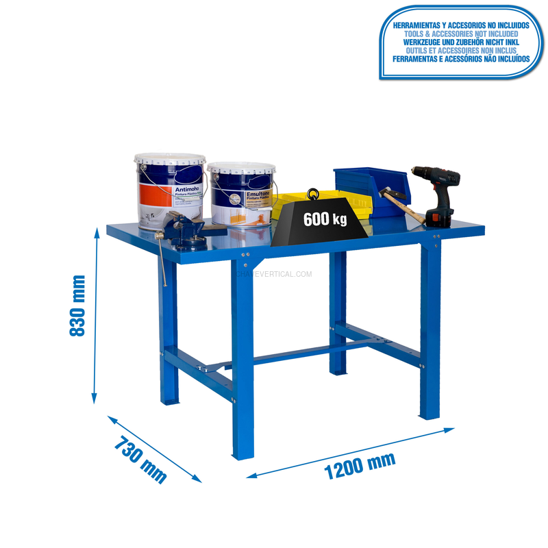 Bancada de Trabalho SIMONWORK BT6 METAL 1200 AZUL - 830 x 1200 x 730 mm