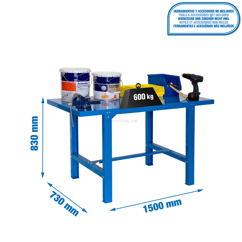 Bancada de Trabalho SIMONWORK BT6 METAL 1500 AZUL - 830 x 1500 x 730 mm