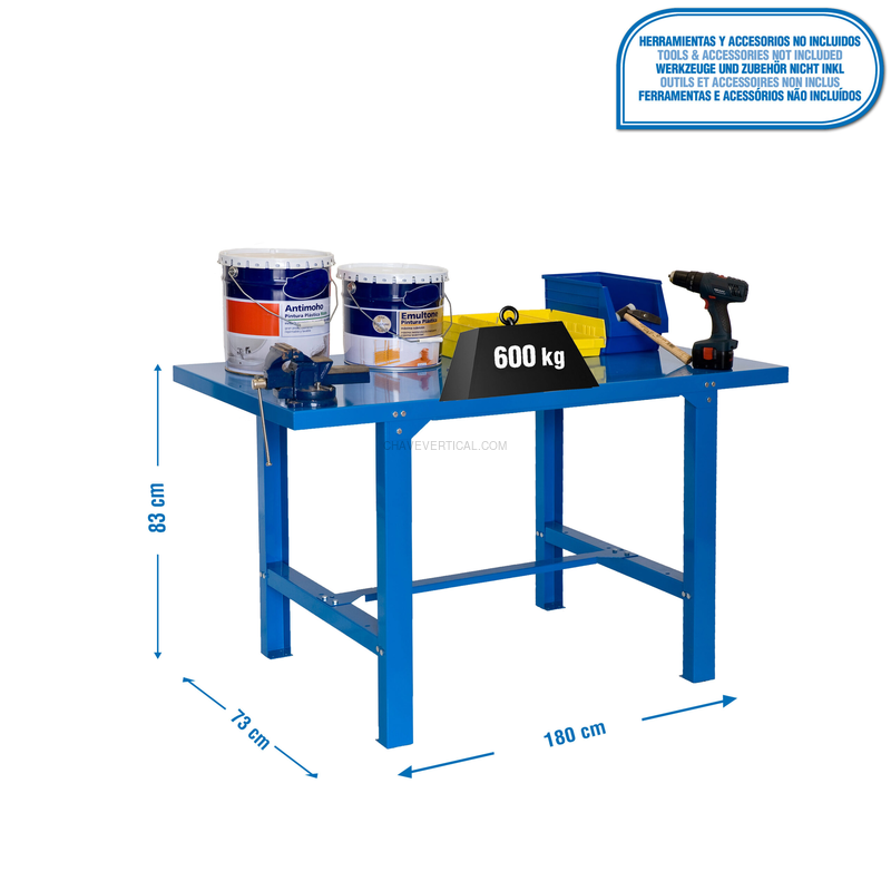 Bancada de Trabalho SIMONWORK BT6 METAL 1800 AZUL - 830 x 1800 x 730 mm