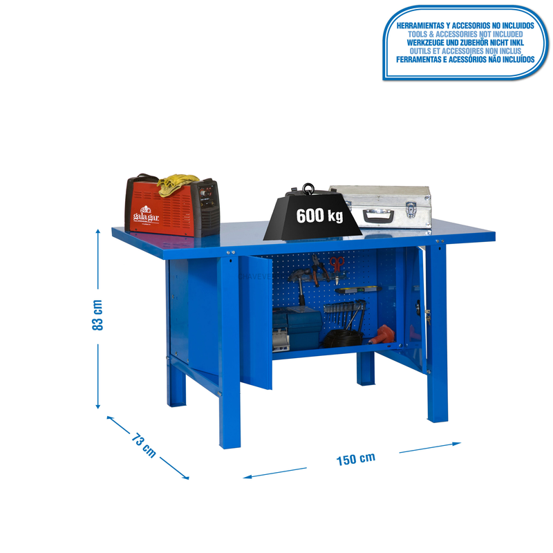 Bancada de Trabalho SIMONWORK BT6 METAL CABINET 1500 AZUL - 830 x 1500 x 730 mm