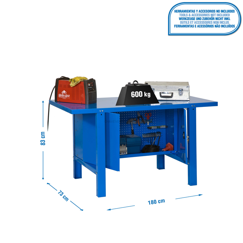Bancada de Trabalho SIMONWORK BT6 METAL CABINET 1800 AZUL - 830 x 1800 x 730 mm