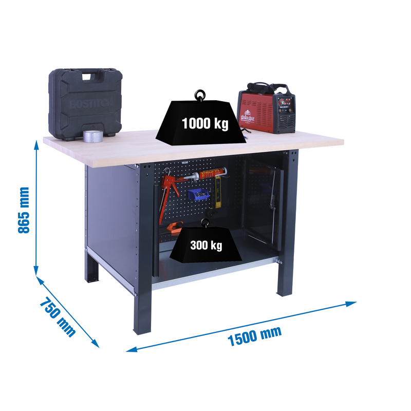 Bancada de Trabalho SIMONWORK BT6 PRO LAMINATE CABINET 1500 Antracite - 865 x 1500 x 750 mm