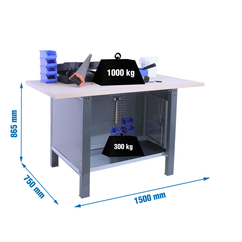 Bancada de Trabalho SIMONWORK BT6 PRO LAMINATE CABINET 1500 Cinzento/HAYA - 865 x 1500 x 750 mm