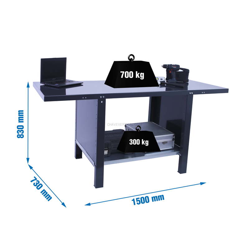 Bancada de Trabalho SIMONWORK BT6 PRO METAL 1500 Antracite - 830 x 1500 x 730 mm