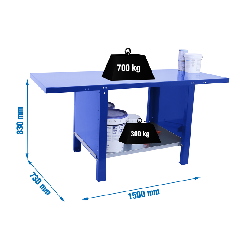 Bancada de Trabalho SIMONWORK BT6 PRO METAL 1500 AZUL - 830 x 1500 x 730 mm