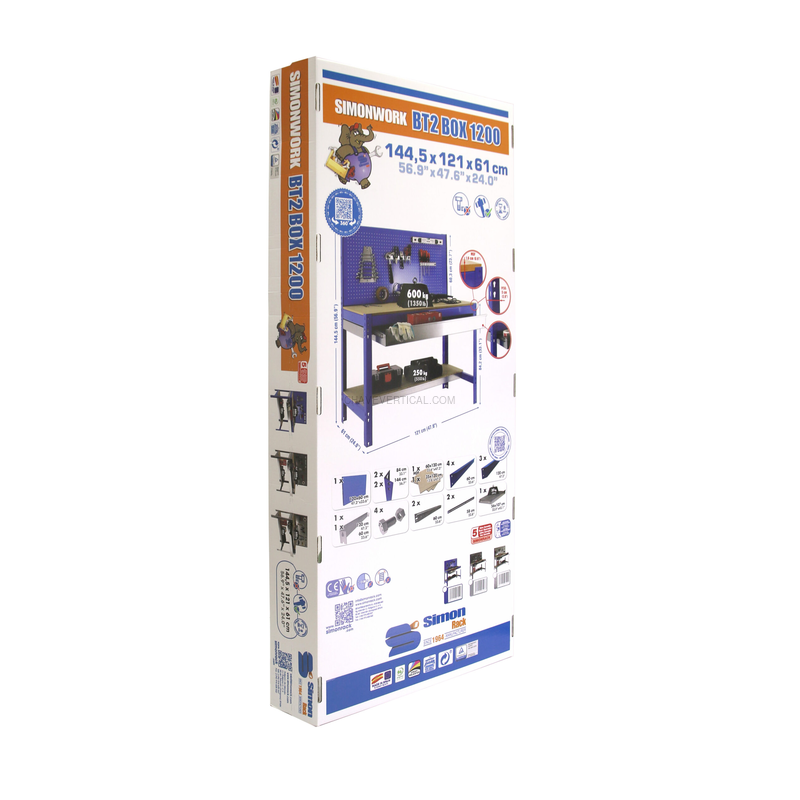 Bancada de Trabalho SIMONWORK Móvel BT2 BOX 1500 AZUL/Madeira - 1520 x 1510 x 610 mm