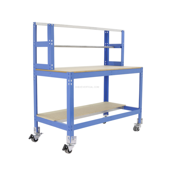 Bancada de Trabalho SIMONWORK Móvel BT4 1500 AZUL/Madeira - 1520 x 1510 x 760 mm