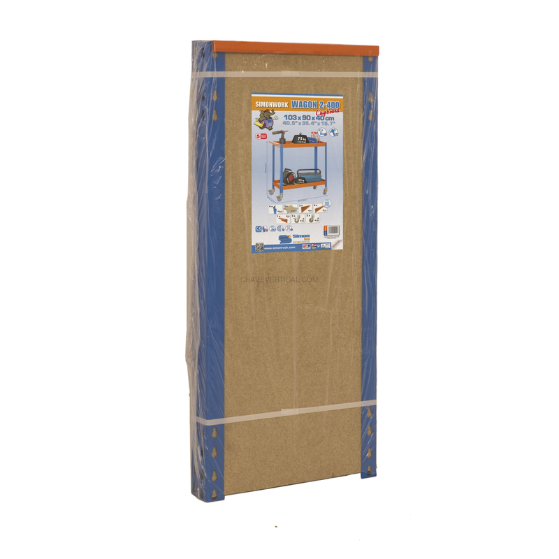 Bancada de Trabalho SIMONWORK WAGON 2/400 Aglomerado AZUL/Laranja/Madeira - 1030 x 900 x 400 mm