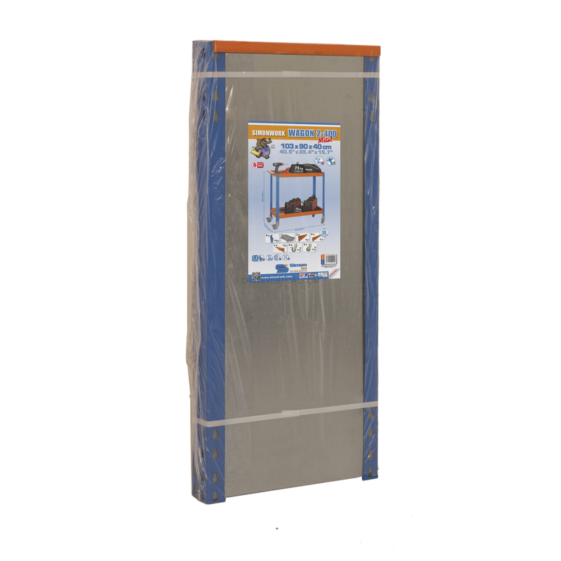 Bancada de Trabalho SIMONWORK WAGON 2/400 METALIC AZUL/Laranja/Galvanizado - 1030 x 900 x 400 mm