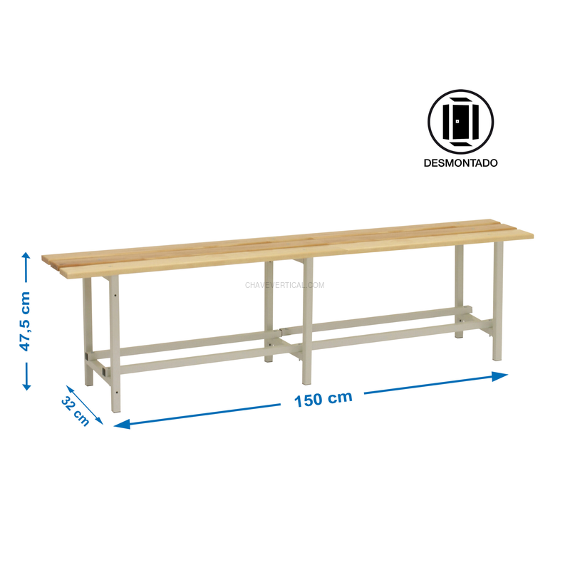 Banco de Vestiário SIMONBENCH Desmontado Madeira 1500 mm - 475 x 1500 x 320 mm