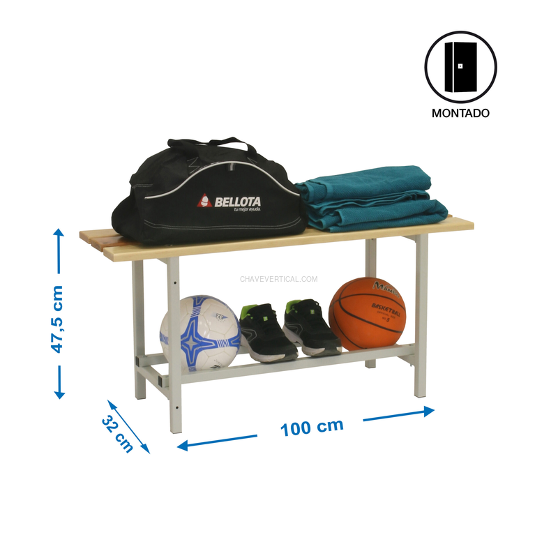 Banco de Vestiário SIMONBENCH MONTADO Madeira 1000 mm - 475 x 1000 x 320 mm