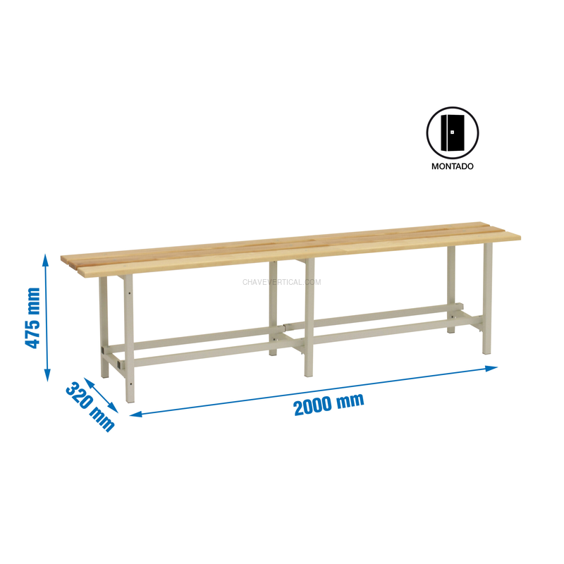Banco de Vestiário SIMONBENCH MONTADO Madeira 2000 mm - 475 x 2000 x 320 mm