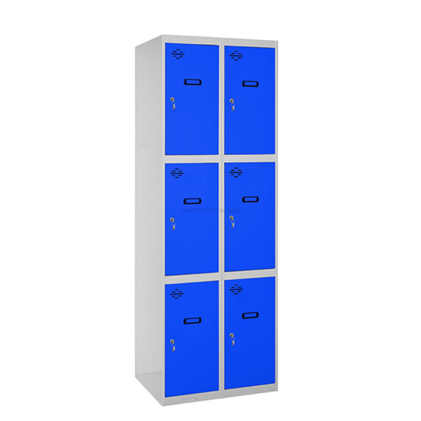 Cacifo Metálico SIMONLOCKER Desmontado 3 PUERTAS 2/6 400 (800) Cinzento/Azul - 1800 x 800 x 500 mm
