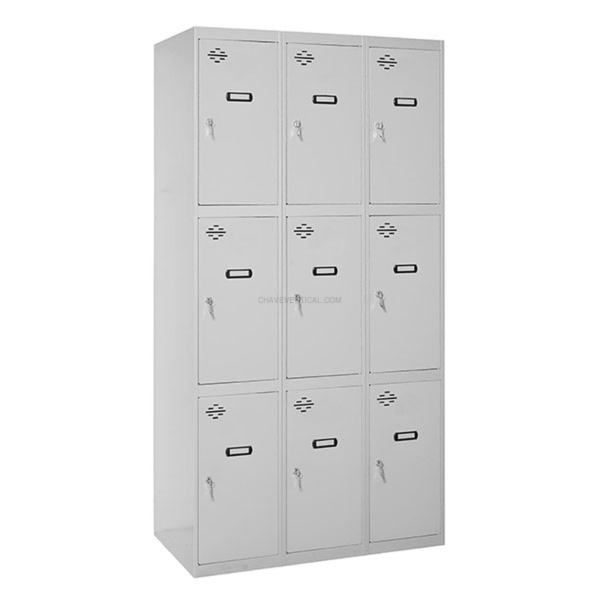 Cacifo Metálico SIMONLOCKER Desmontado 3 PUERTAS 3/9 300 (900) Cinzento - 1800 x 900 x 500 mm