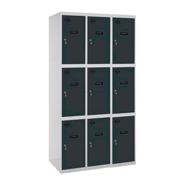 Cacifo Metálico SIMONLOCKER Desmontado 3 PUERTAS 3/9 400 (1200) Cinzento/AN - 1800 x 1200 x 500 mm