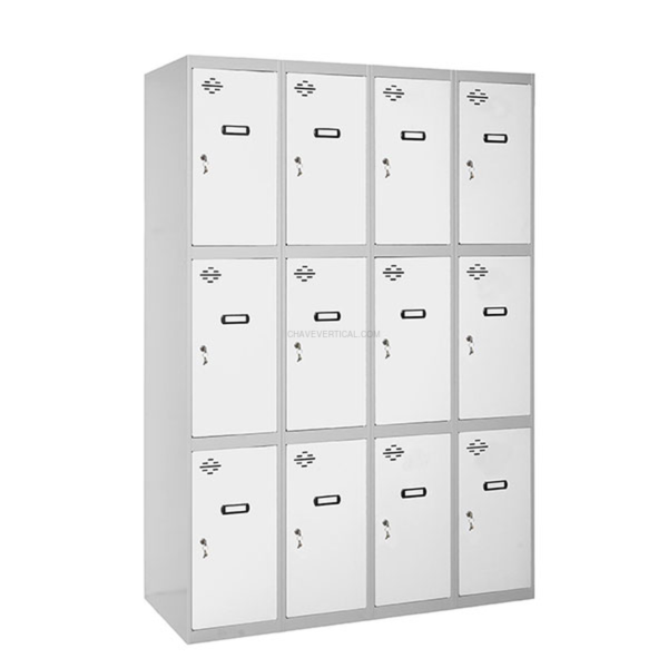 Cacifo Metálico SIMONLOCKER Desmontado 3 PUERTAS 4/12 300 (1200) Cinzento/B - 1800 x 1200 x 500 mm