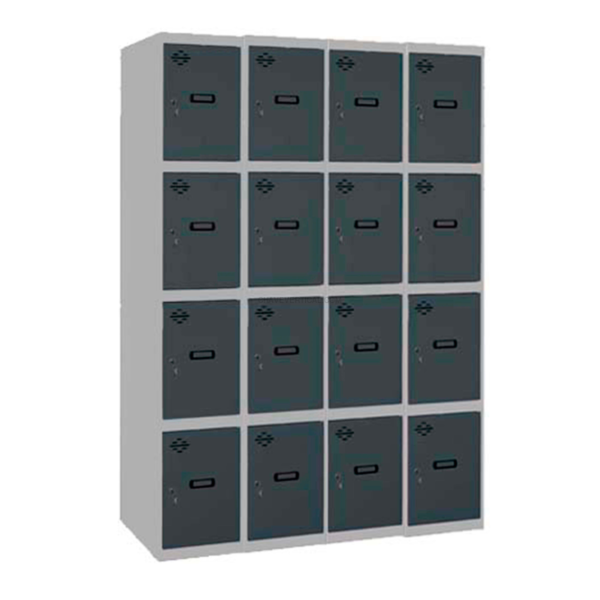 Cacifo Metálico SIMONLOCKER Desmontado 4 PUERTAS 4/16 300 (1200) Cinzento/AN - 1800 x 1200 x 500 mm