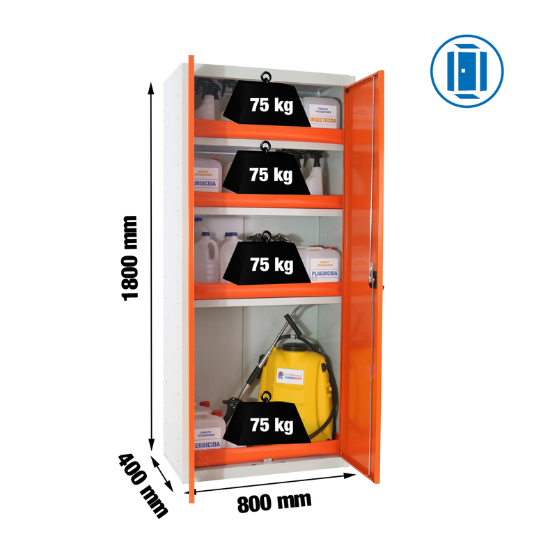 Cacifo Metálico SIMONLOCKER Desmontado FITOSANITARIO 180X80X40 CM GRI/NA - 1800 x 800 x 400 mm