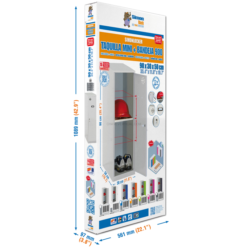 Cacifo Metálico SIMONLOCKER Desmontado MINI + BAN. 915X300X500 mm AN/Azul