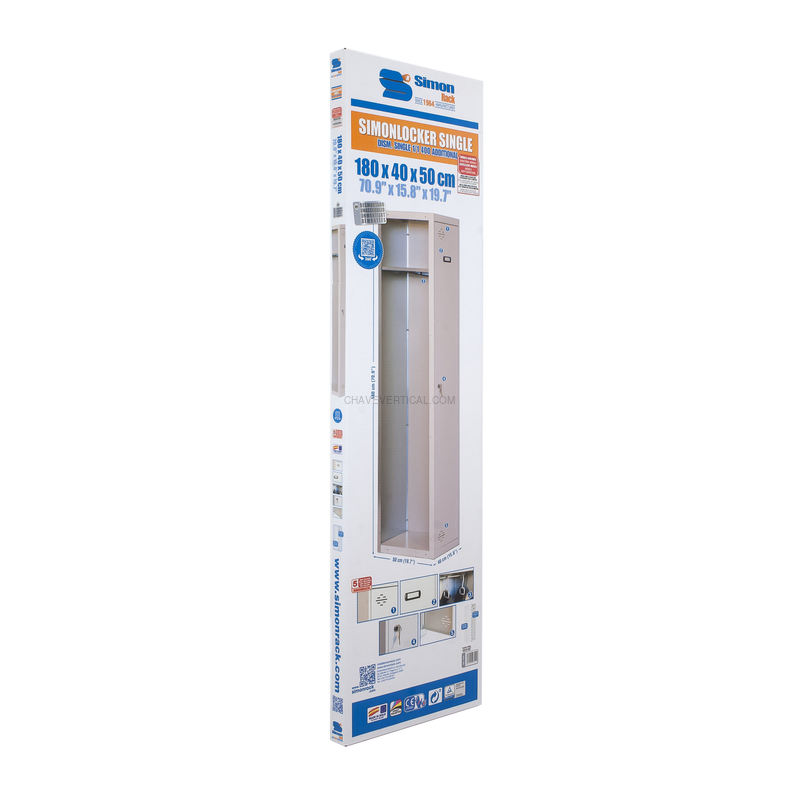 Cacifo Metálico SIMONLOCKER DIY Individual 1/1 400 ADDITIONAL Cinzento - 1800 x 400 x 500 mm
