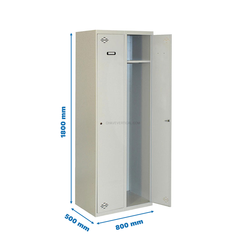 Cacifo Metálico SIMONLOCKER DIY Individual 2/2 400 (800) Cinzento - 1800 x 800 x 500 mm