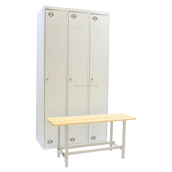 Cacifo Metálico SIMONLOCKER DIY Individual 3/3 300 (INI + 2ADDI + BENCH) Cinzento - 1800 x 1000 x 620 mm