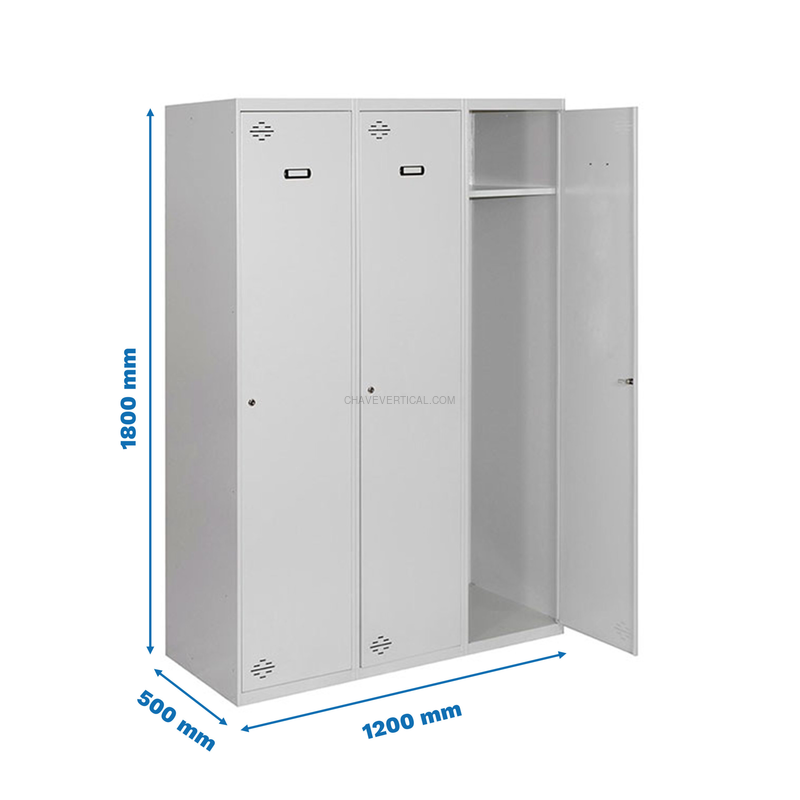 Cacifo Metálico SIMONLOCKER DIY Individual 3/3 400 (1200) Cinzento - 1800 x 1200 x 500 mm