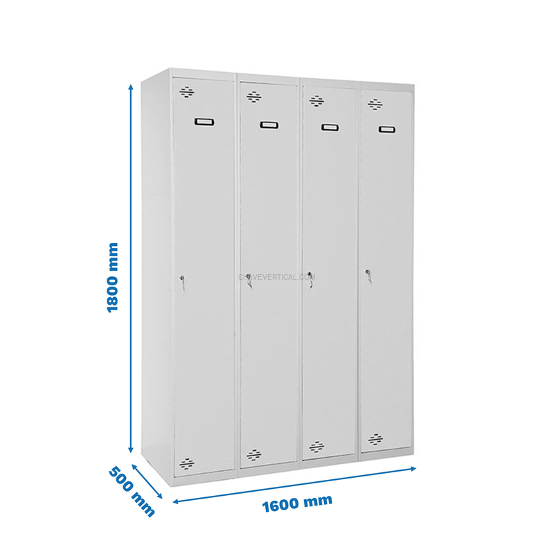 Cacifo Metálico SIMONLOCKER DIY Individual 4/4 400 (1600) Cinzento - 1800 x 1600 x 500 mm