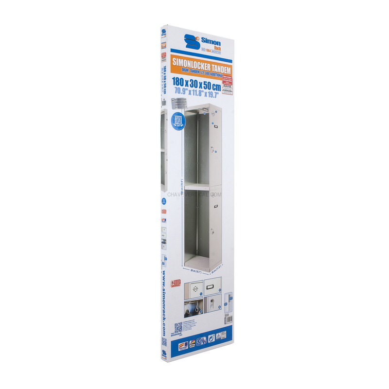 Cacifo Metálico SIMONLOCKER DIY TANDEM 1/2 300 ADDITIONAL Cinzento - 1800 x 300 x 500 mm