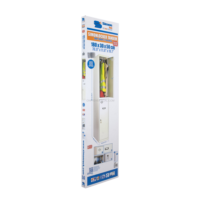 Cacifo Metálico SIMONLOCKER DIY TANDEM 1/2 300 Inicial Cinzento - 1800 x 300 x 500 mm