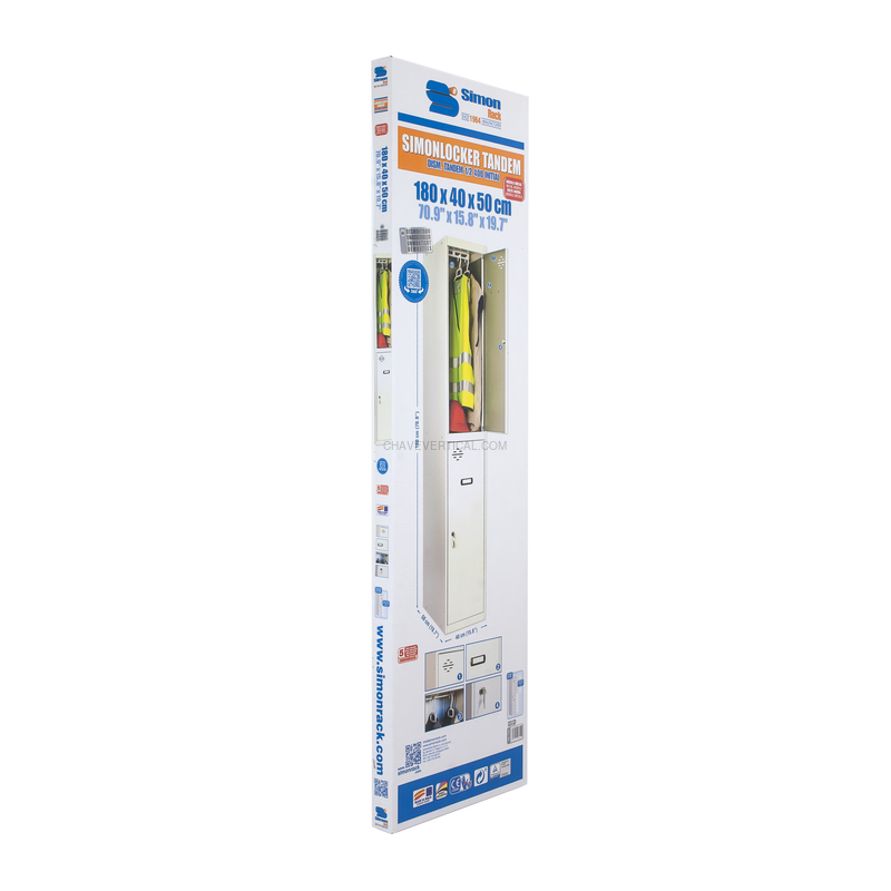 Cacifo Metálico SIMONLOCKER DIY TANDEM 1/2 400 Inicial Cinzento - 1800 x 400 x 500 mm