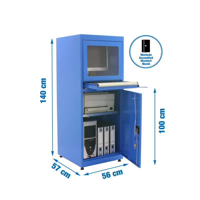 Armário para Computador SIMON RACK Simonlocker Computer A Sem Parafusos Azul 1400x560x570 mm