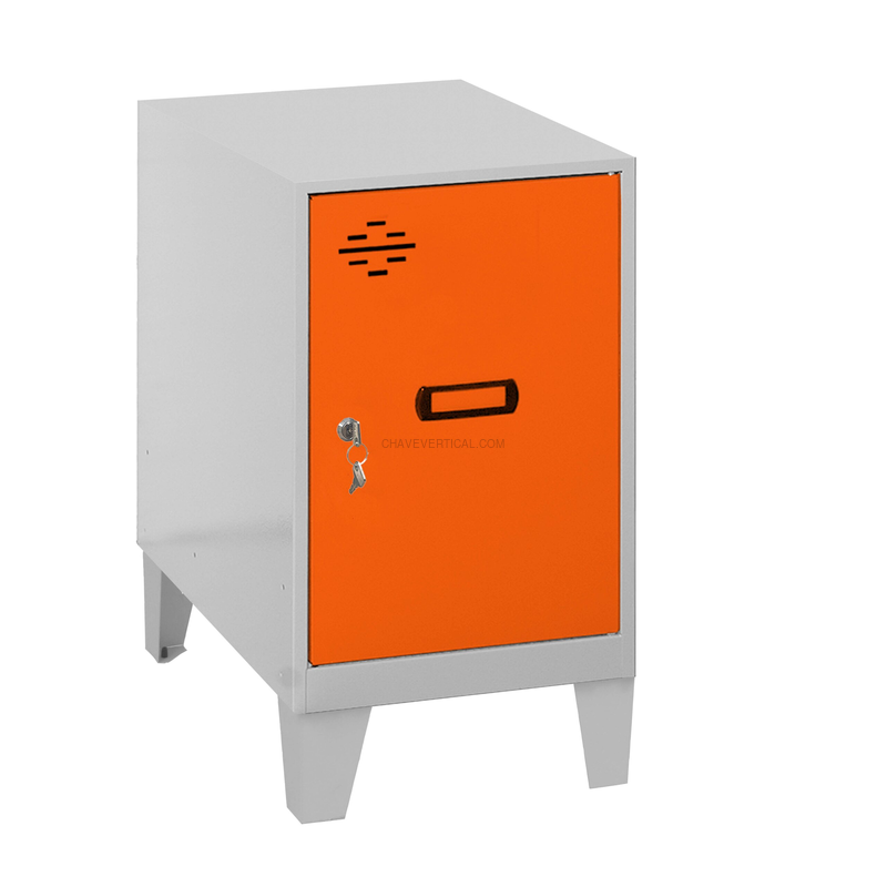 Cacifo Metálico SIMONLOCKER Montado MINI 475X300X500 + Pés Cinzento/Laranja - 575 x 300 x 500 mm