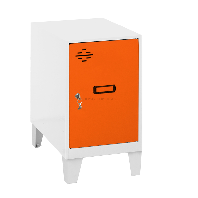 Cacifo Metálico SIMONLOCKER Montado MINI 475X400X500 + Pés BLA/Laranja - 575 x 400 x 500 mm