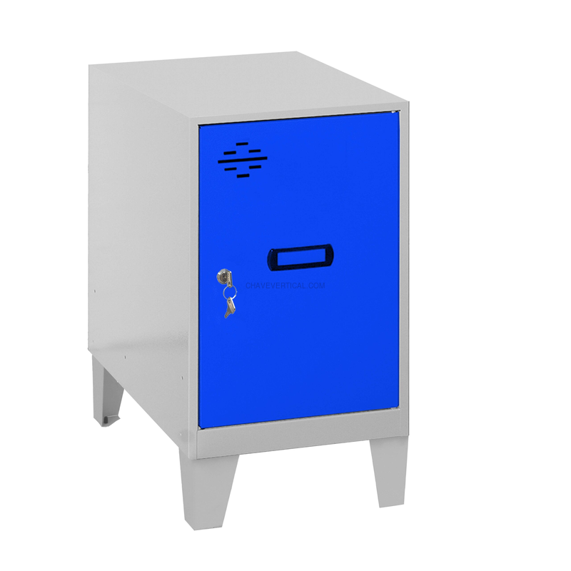 Cacifo Metálico SIMONLOCKER Montado MINI 475X400X500 + Pés Cinzento/AZU - 575 x 400 x 500 mm