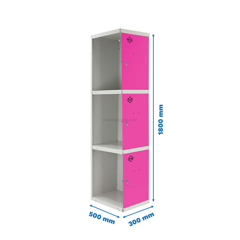 Cacifo Metálico SIMONLOCKER Profissional Desmontado 3 PUERTA 1/3 300 ADI Cinzento/RS - 1800 x 300 x 500 mm