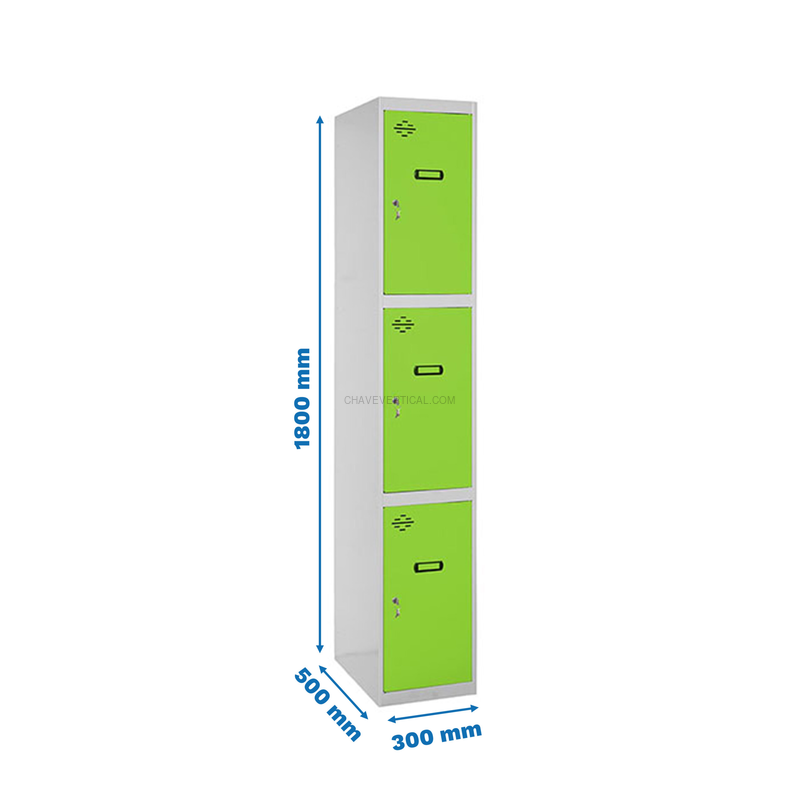 Cacifo Metálico SIMONLOCKER Profissional Desmontado 3 PUERTA 1/3 300 IN Cinzento/VE - 1800 x 300 x 500 mm