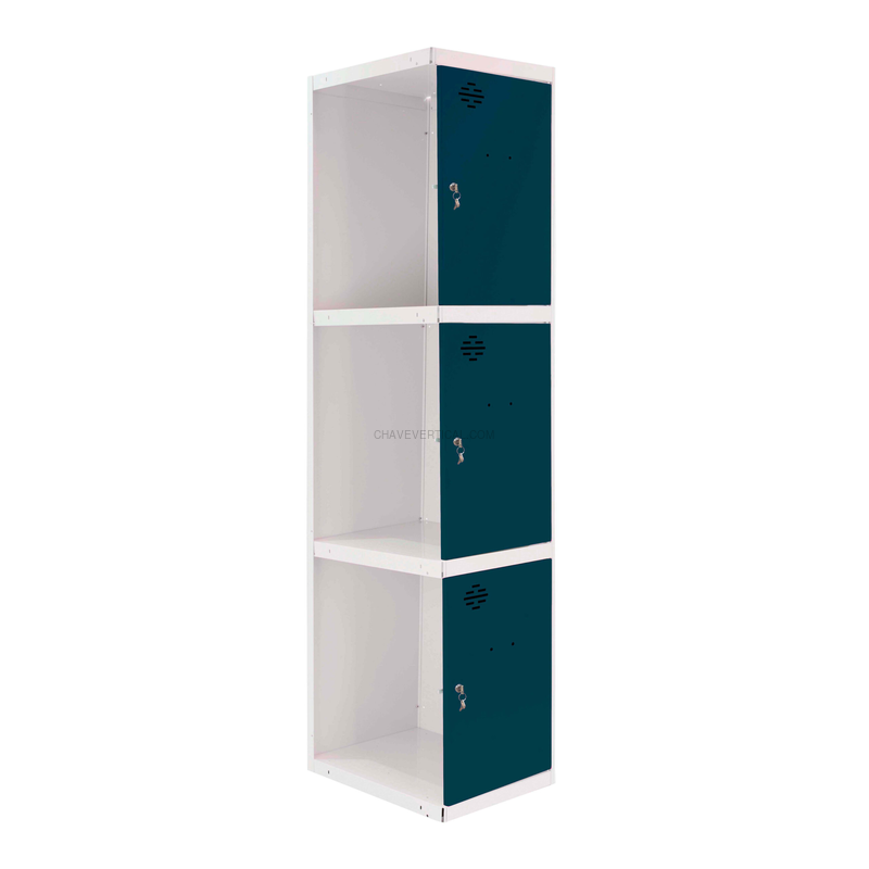 Cacifo Metálico SIMONLOCKER Profissional Desmontado 3 PUERTA 1/3 400 ADI Branco/AN - 1800 x 400 x 500 mm