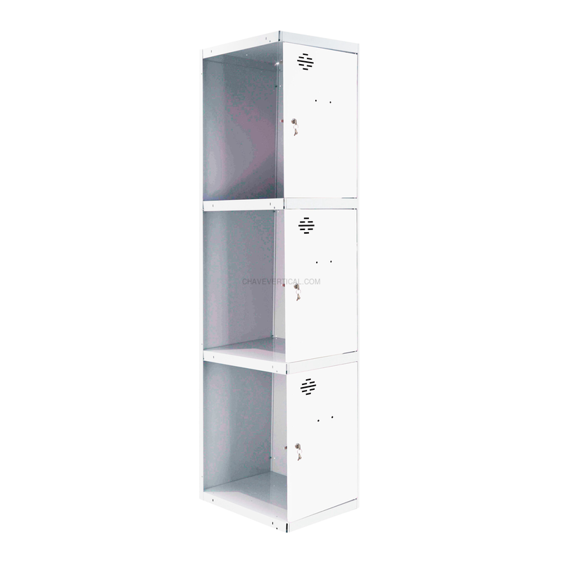 Cacifo Metálico SIMONLOCKER Profissional Desmontado 3 PUERTA 1/3 400 ADI Branco/Branco - 1800 x 400 x 500 mm