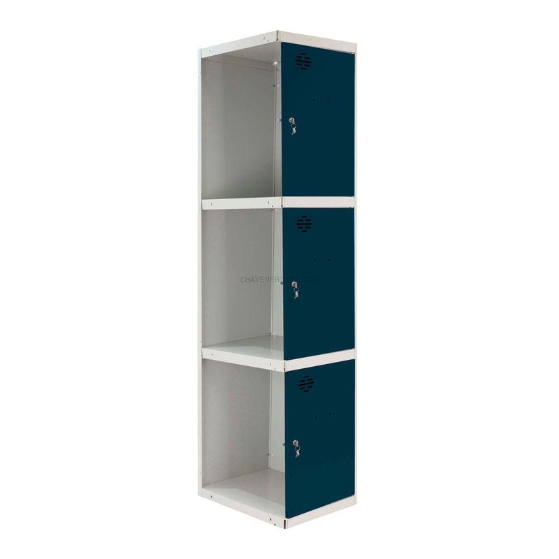 Cacifo Metálico SIMONLOCKER Profissional Desmontado 3 PUERTA 1/3 400 ADI Cinzento/AN - 1800 x 400 x 500 mm